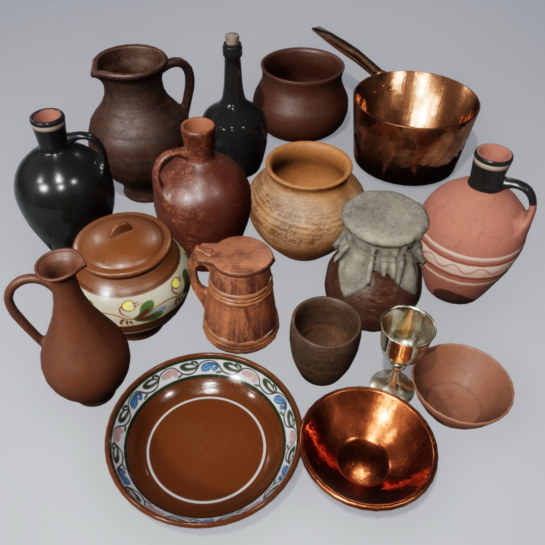 Dishes Collection Low-poly 3D model