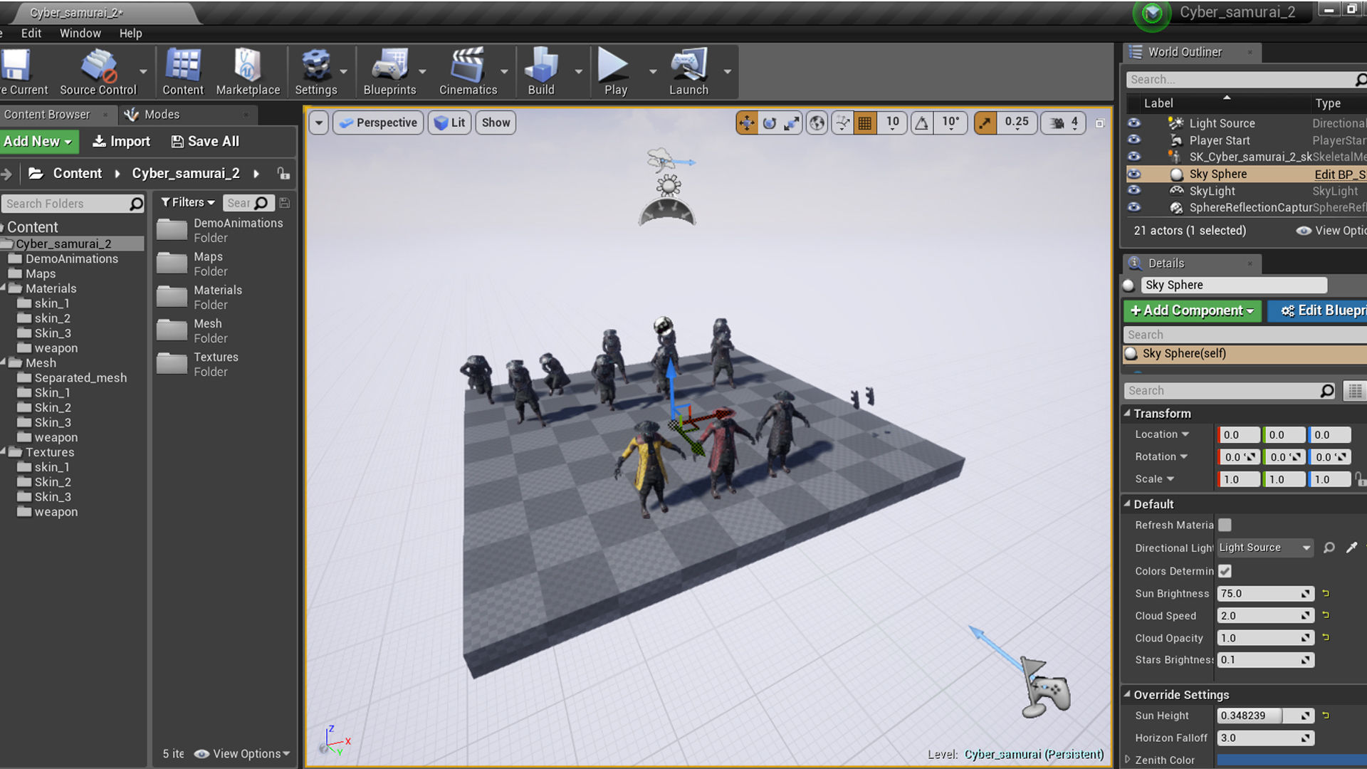 Cyber samurai 2 Low-poly 3D model_20