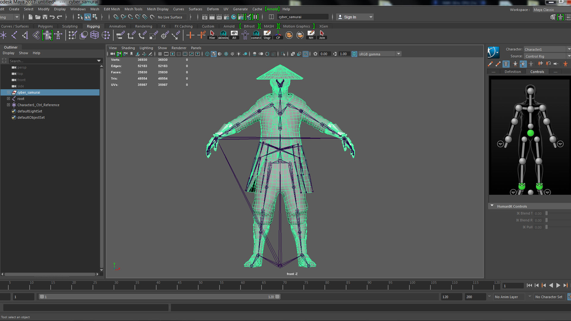 Cyber samurai 2 Low-poly 3D model_22