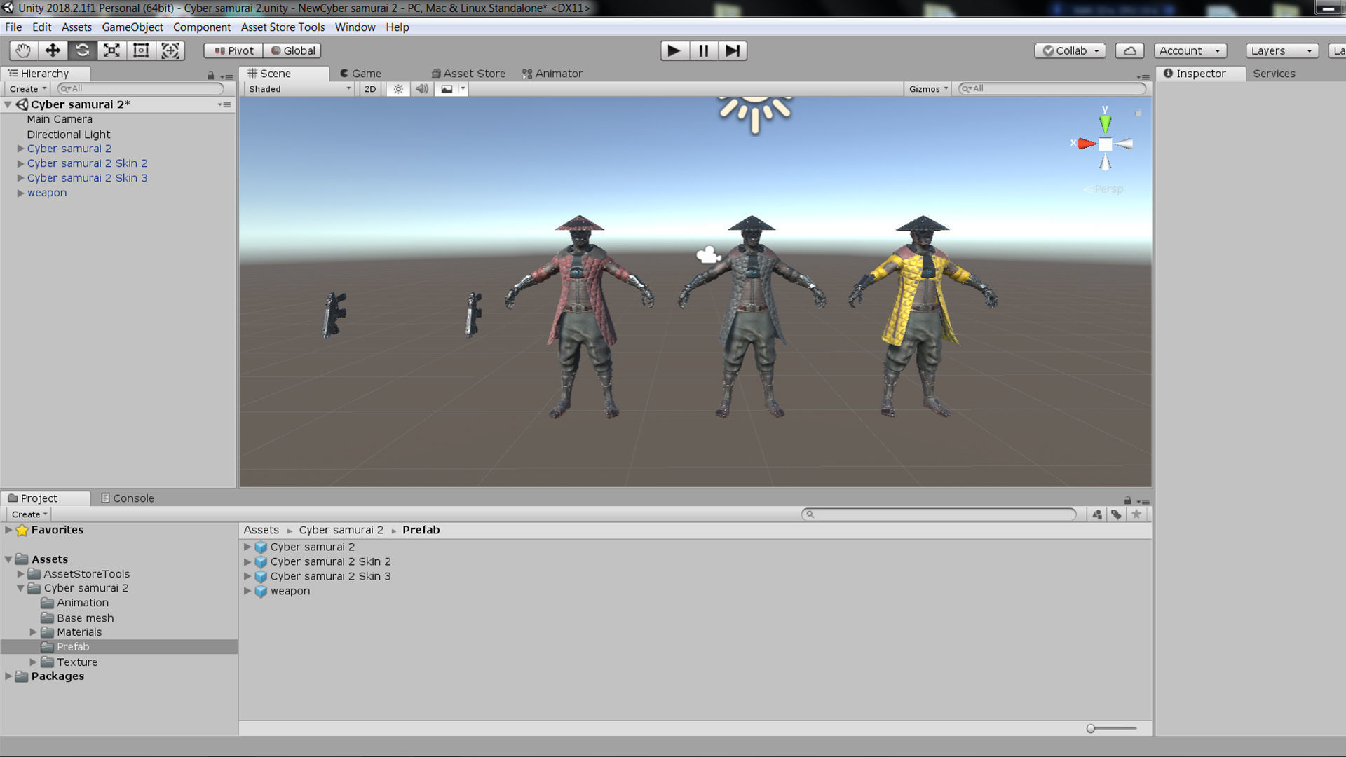 Cyber samurai 2 Low-poly 3D model_21