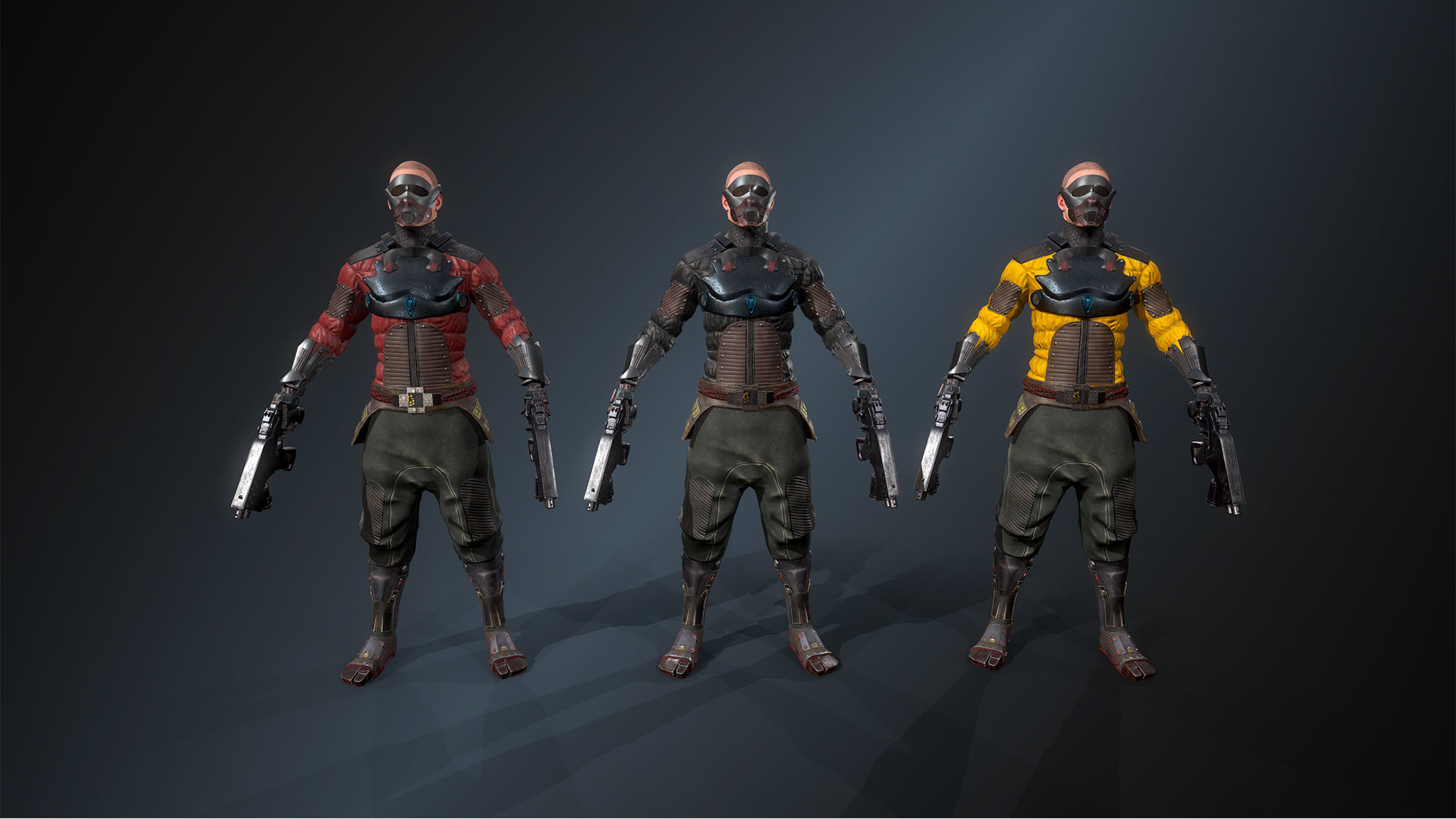 Cyber samurai 2 Low-poly 3D model_9