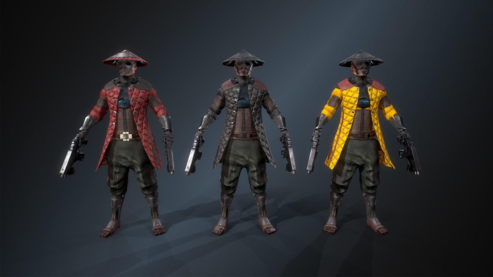 Cyber samurai 2 Low-poly 3D model_6