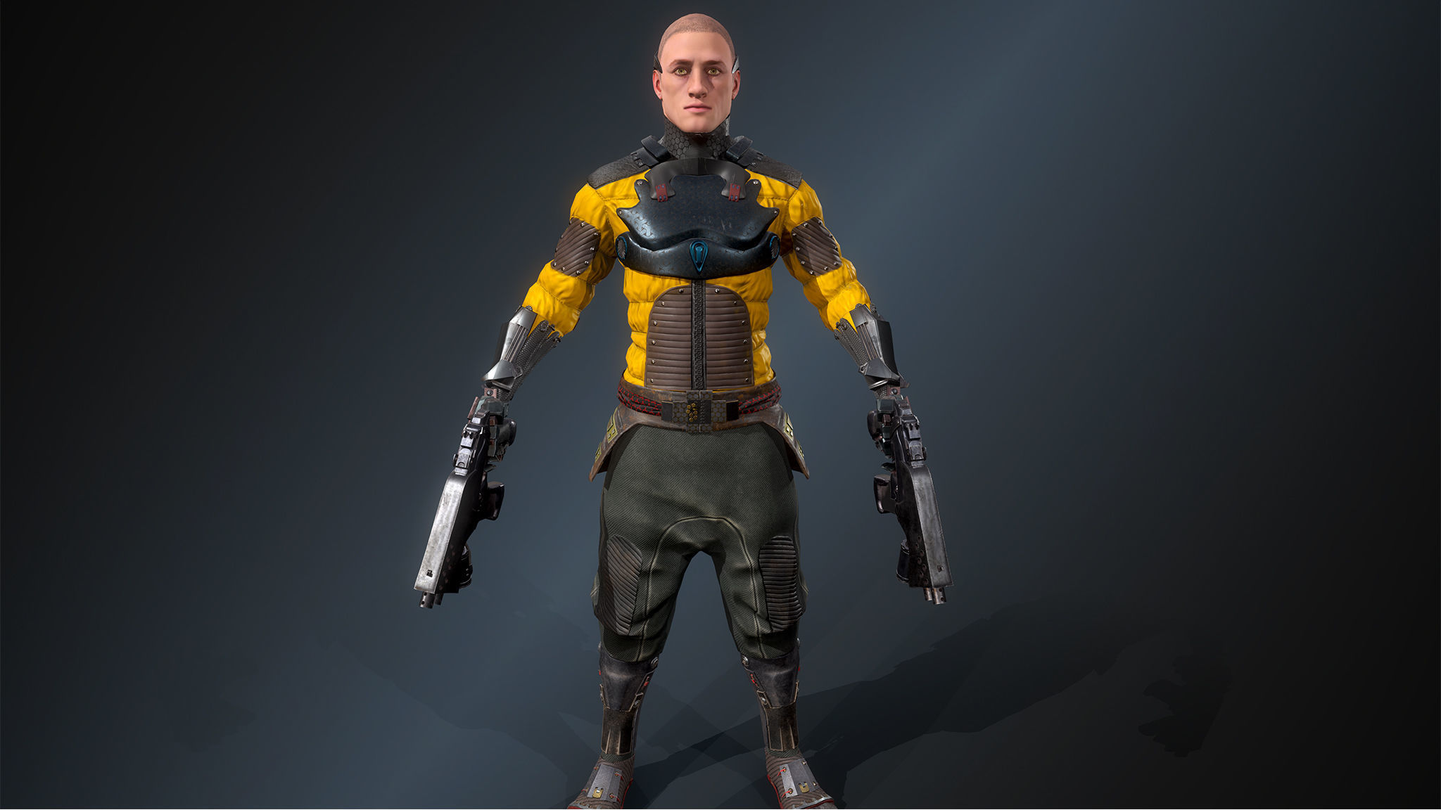 Cyber samurai 2 Low-poly 3D model_11