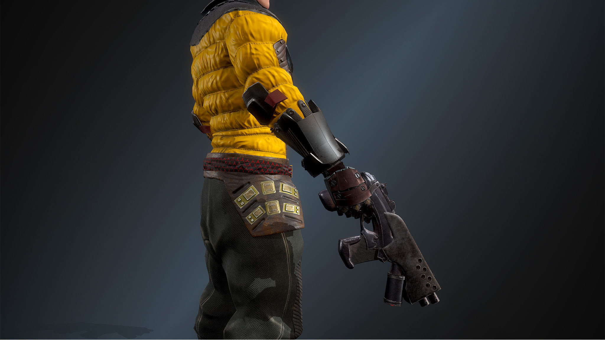 Cyber samurai 2 Low-poly 3D model_14