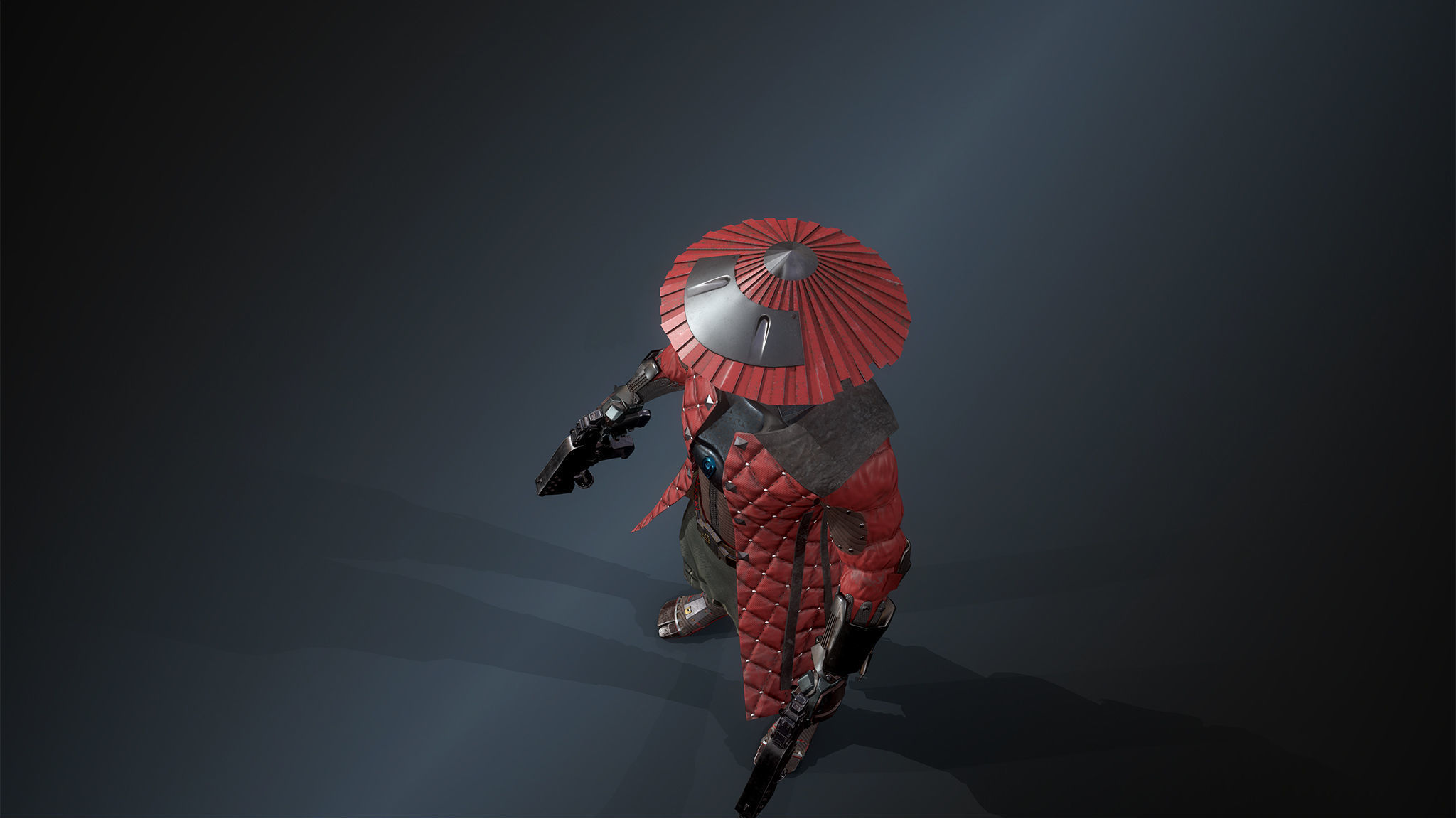 Cyber samurai 2 Low-poly 3D model_16