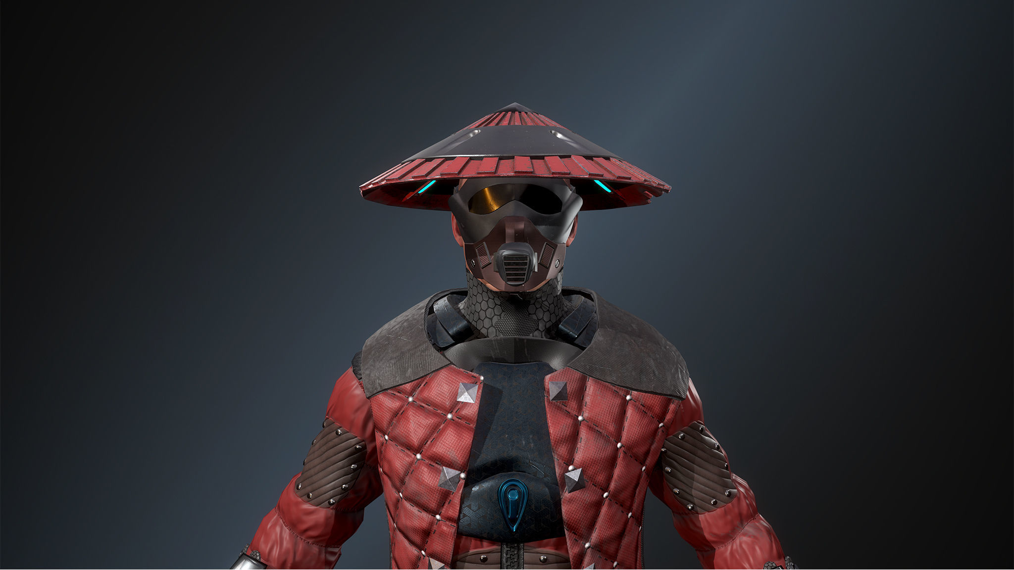 Cyber samurai 2 Low-poly 3D model_12