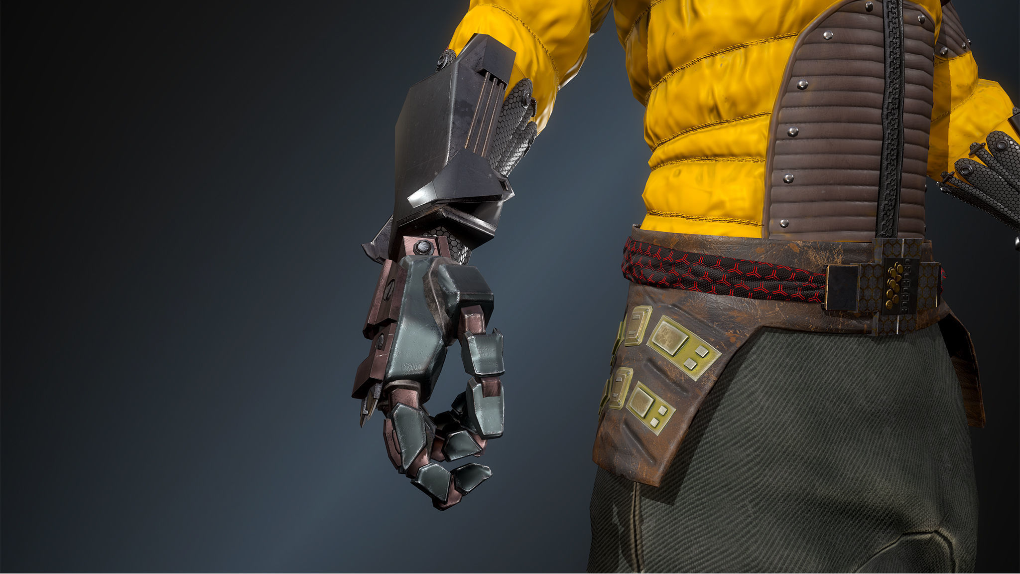 Cyber samurai 2 Low-poly 3D model_15