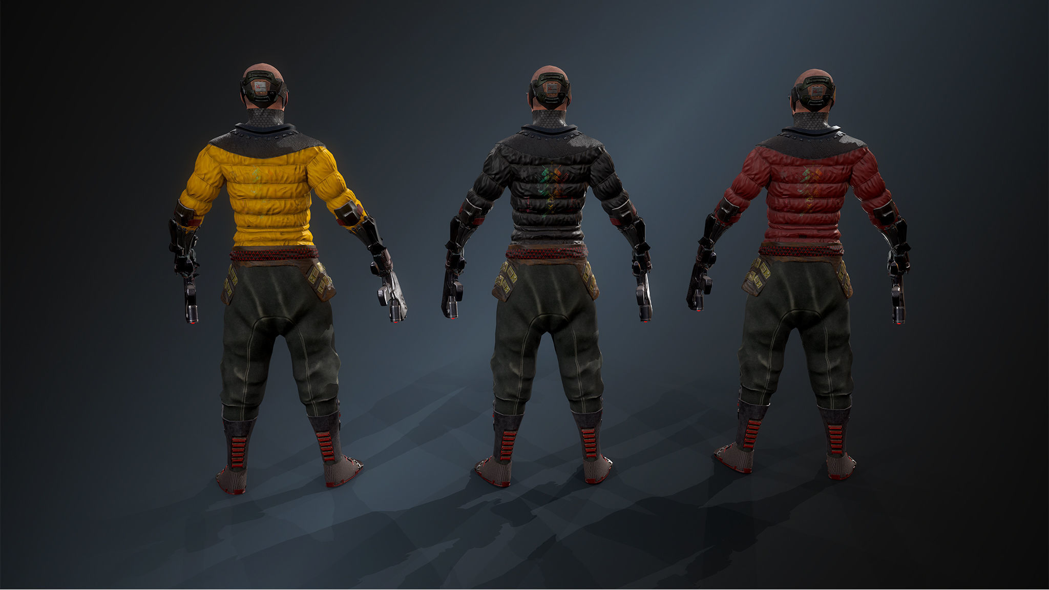 Cyber samurai 2 Low-poly 3D model_10