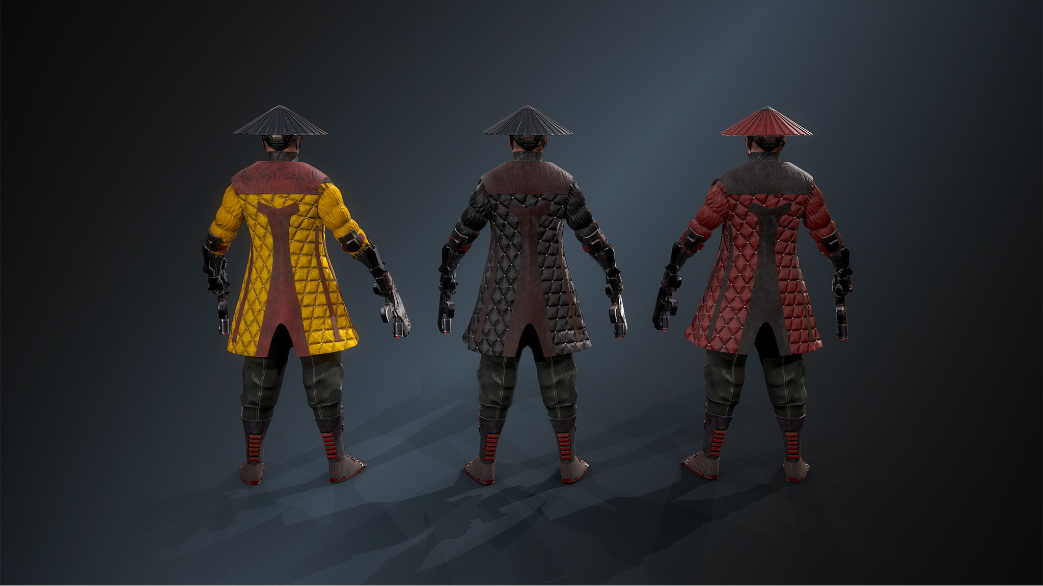 Cyber samurai 2 Low-poly 3D model_7