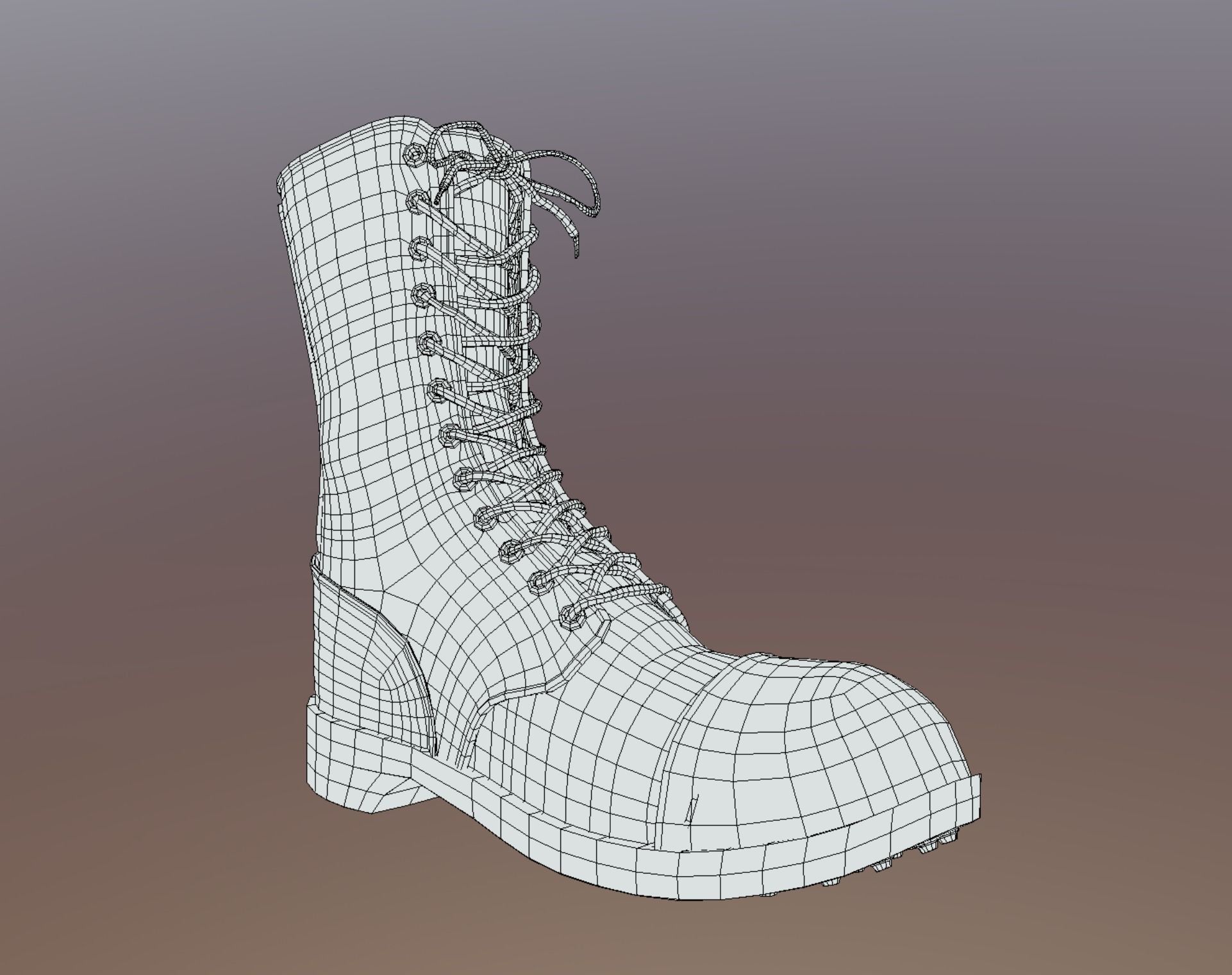 Army Boot Low-poly 3D model_5