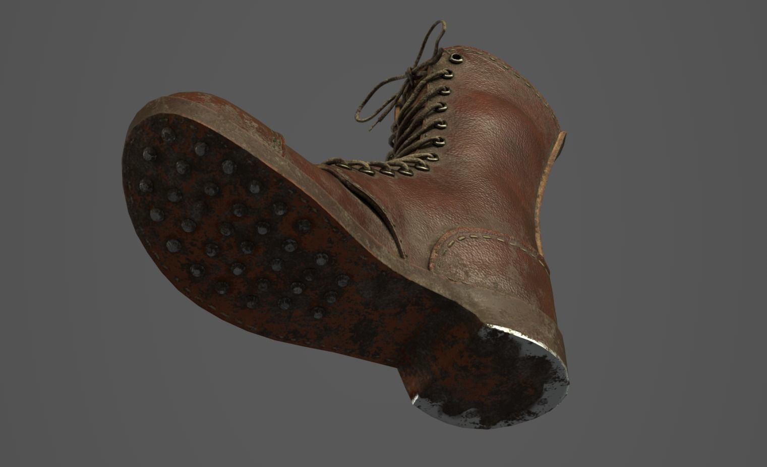 Army Boot Low-poly 3D model_3