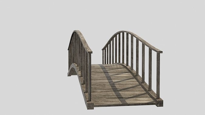 wooden bridge Low-poly 3D model