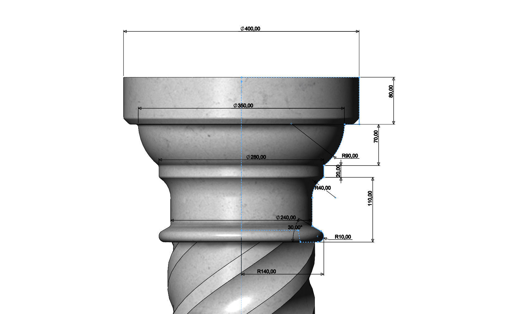 Spiral flutes classical column 3D print model_8