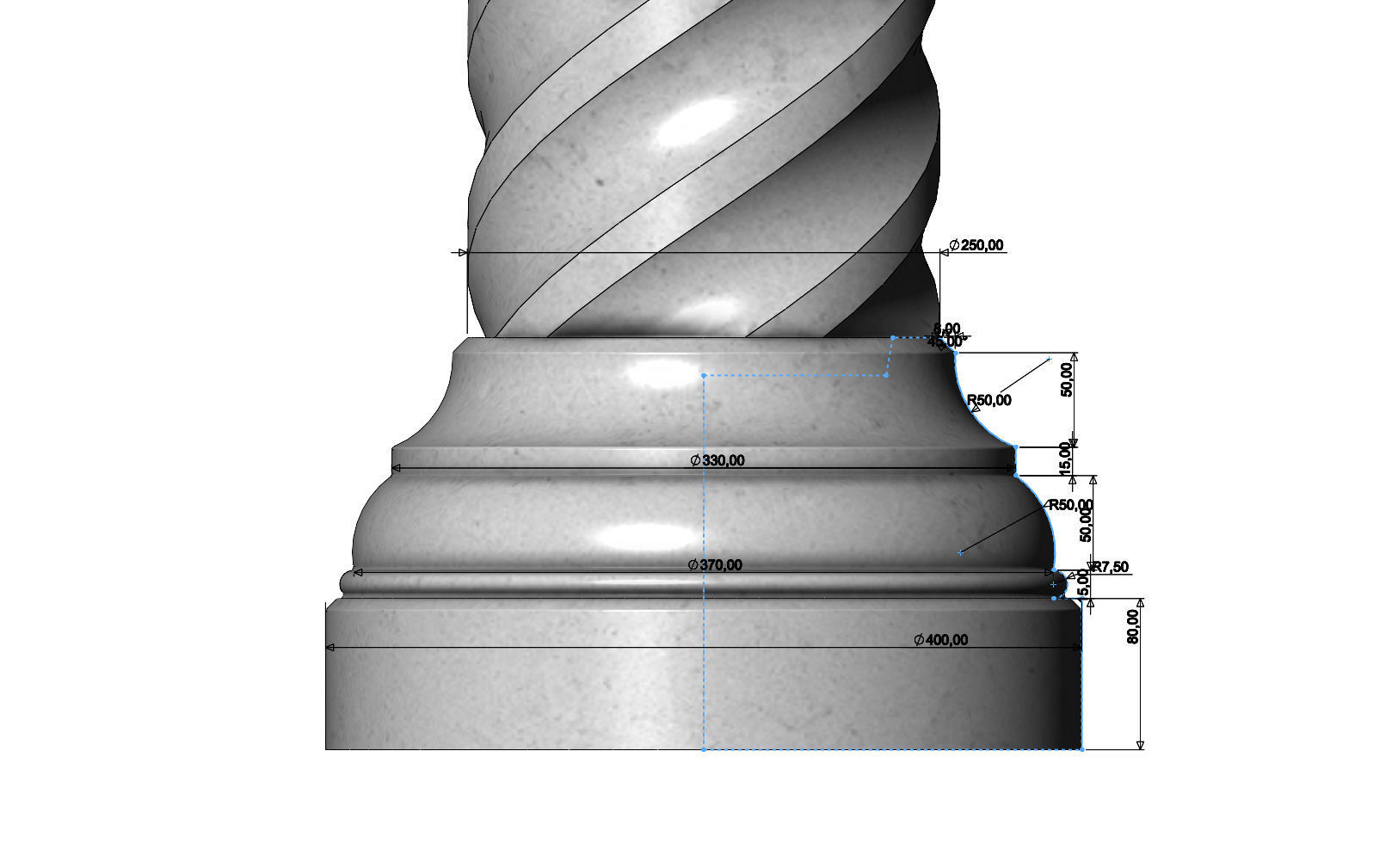 Spiral flutes classical column 3D print model_7