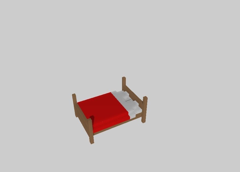 Voxel Bed Red Low-poly 3D model_3