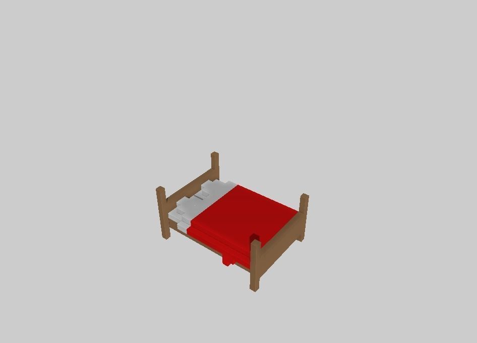 Voxel Bed Red Low-poly 3D model_5