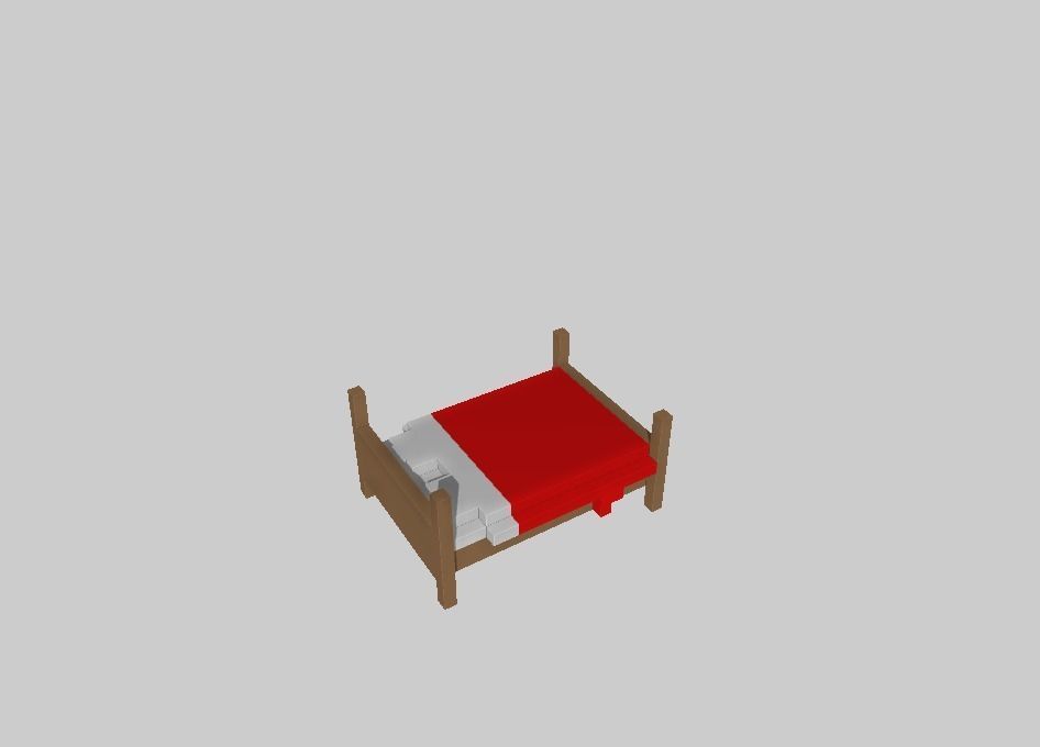 Voxel Bed Red Low-poly 3D model_4