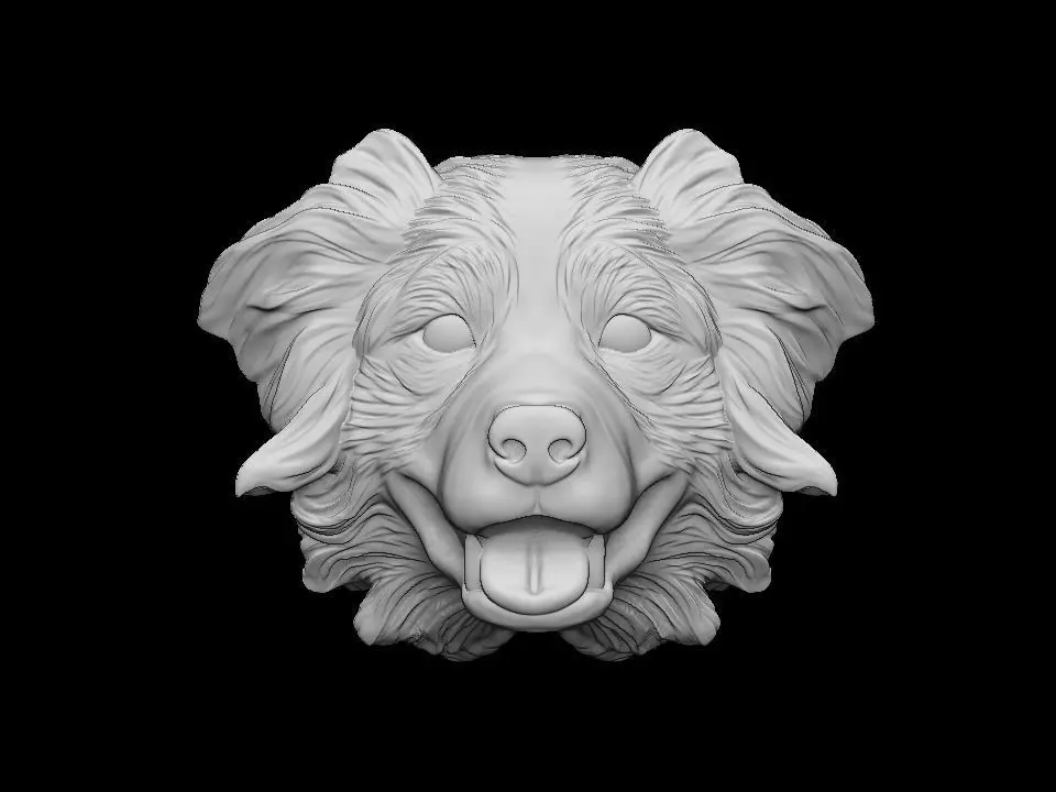  Australian shepherd bas relief for medaillon or pendant 3D print model_0
