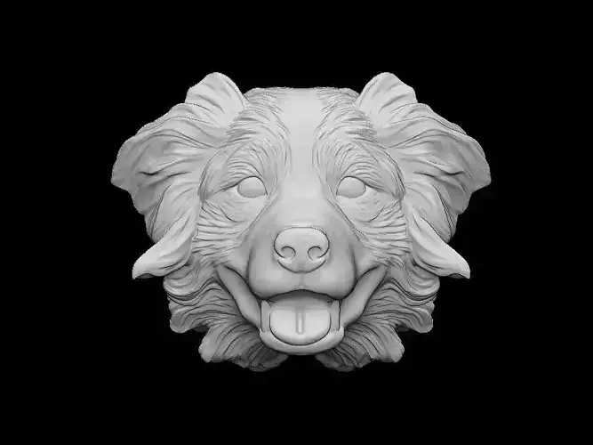  Australian shepherd bas relief for medaillon or pendant 3D print model
