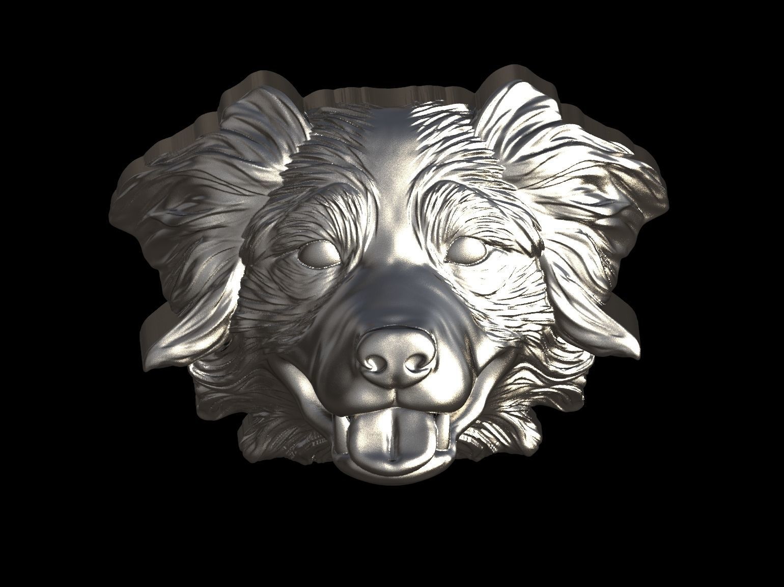  Australian shepherd bas relief for medaillon or pendant 3D print model_49