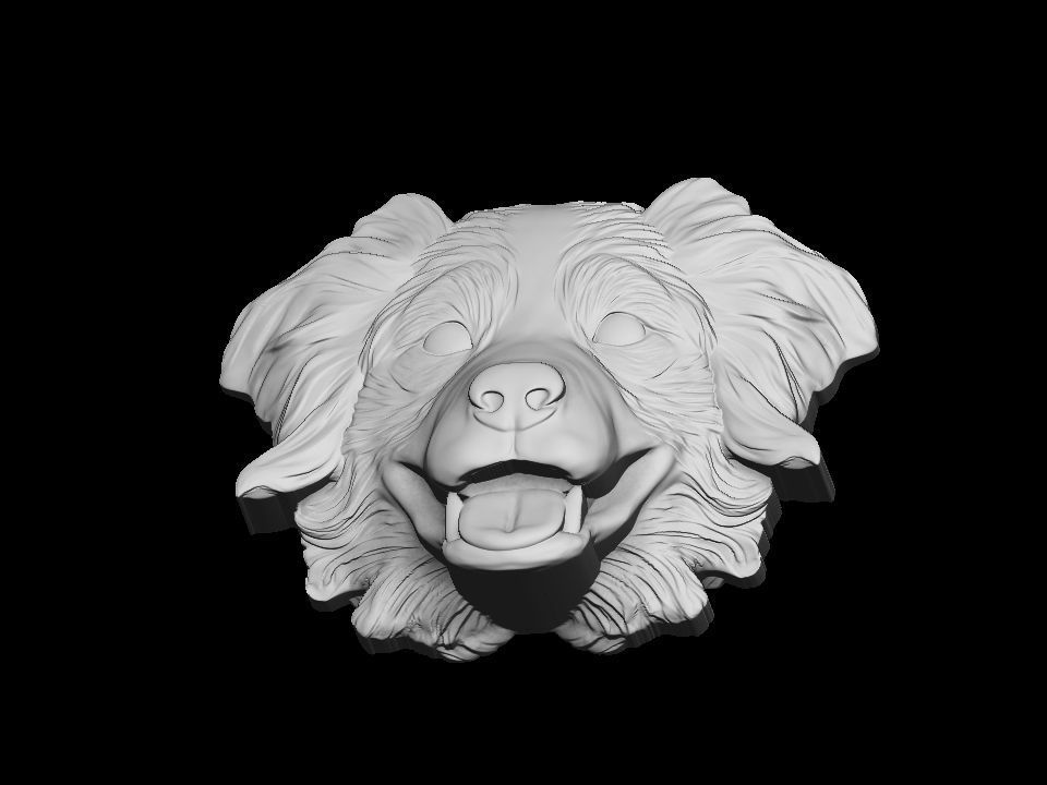  Australian shepherd bas relief for medaillon or pendant 3D print model_43