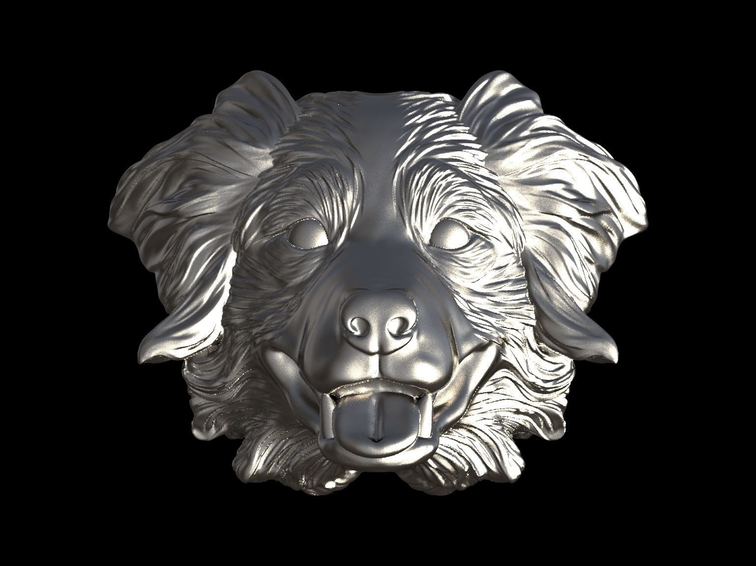  Australian shepherd bas relief for medaillon or pendant 3D print model_31
