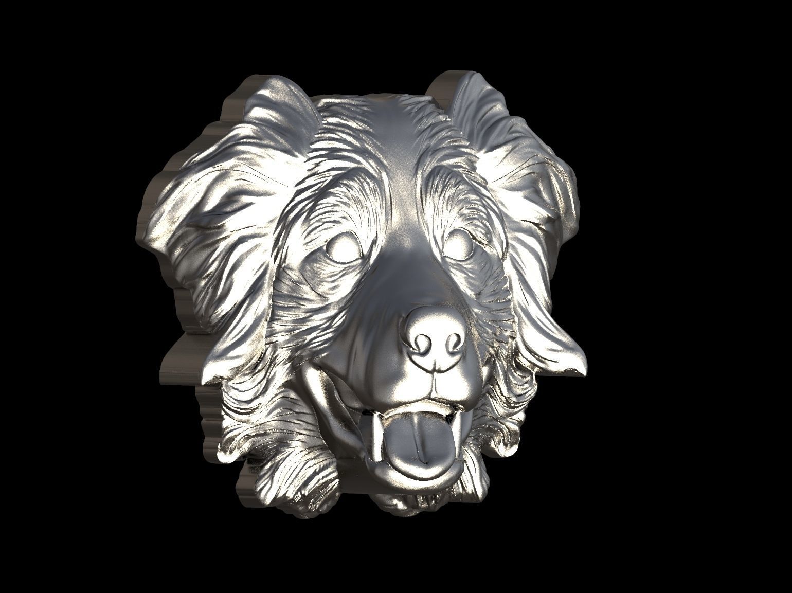  Australian shepherd bas relief for medaillon or pendant 3D print model_32