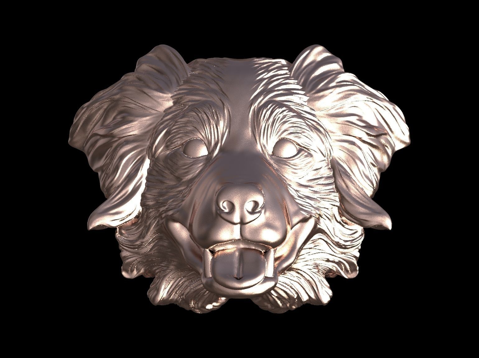 Australian shepherd bas relief for medaillon or pendant 3D print model_11