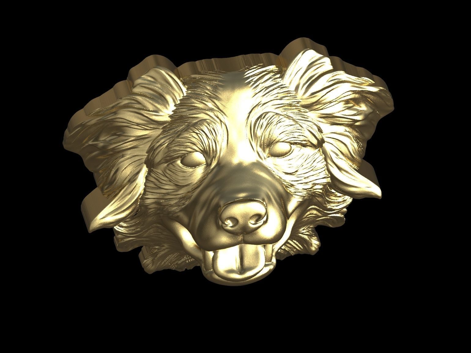  Australian shepherd bas relief for medaillon or pendant 3D print model_53