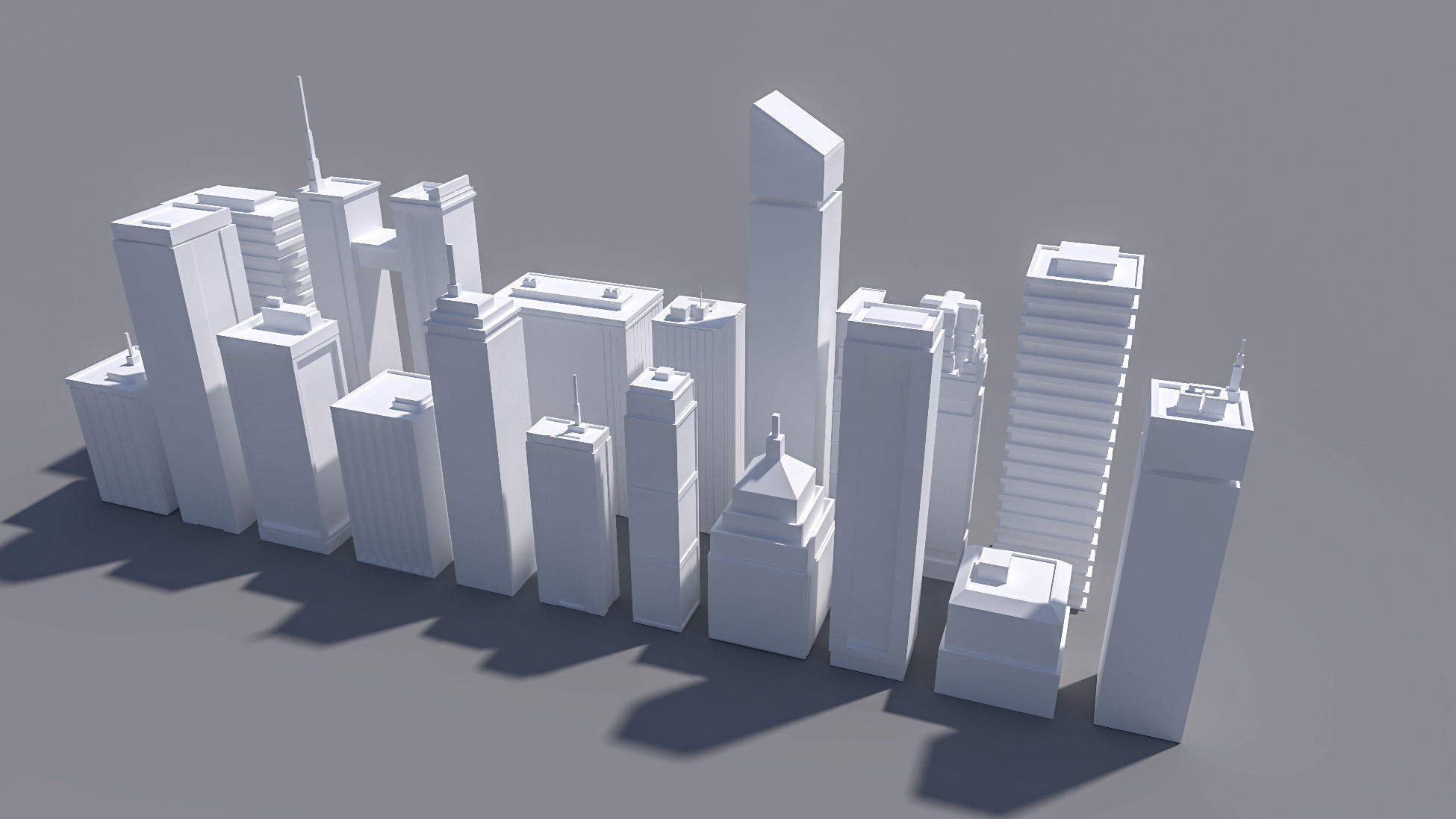 Low Poly scifi Skyscraper Collection Low-poly 3D model_5