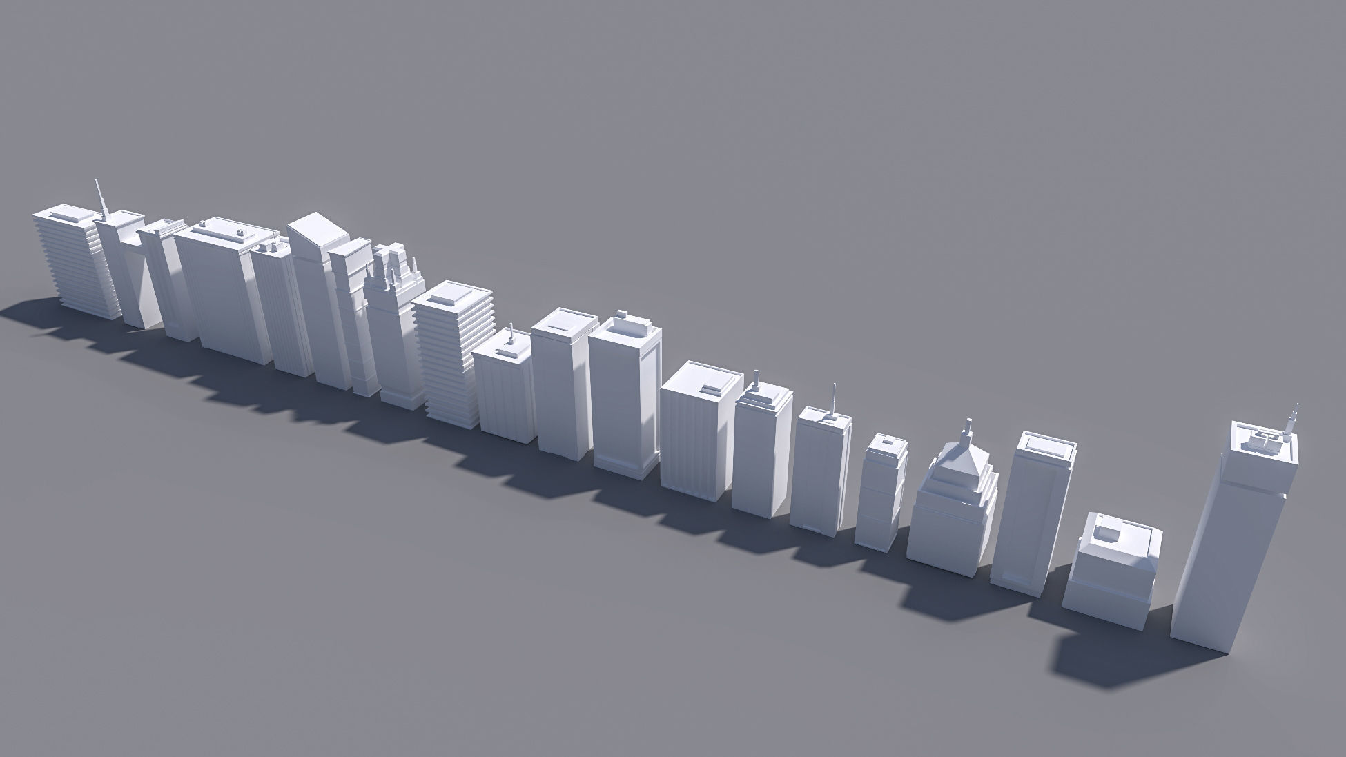 Low Poly scifi Skyscraper Collection Low-poly 3D model_4