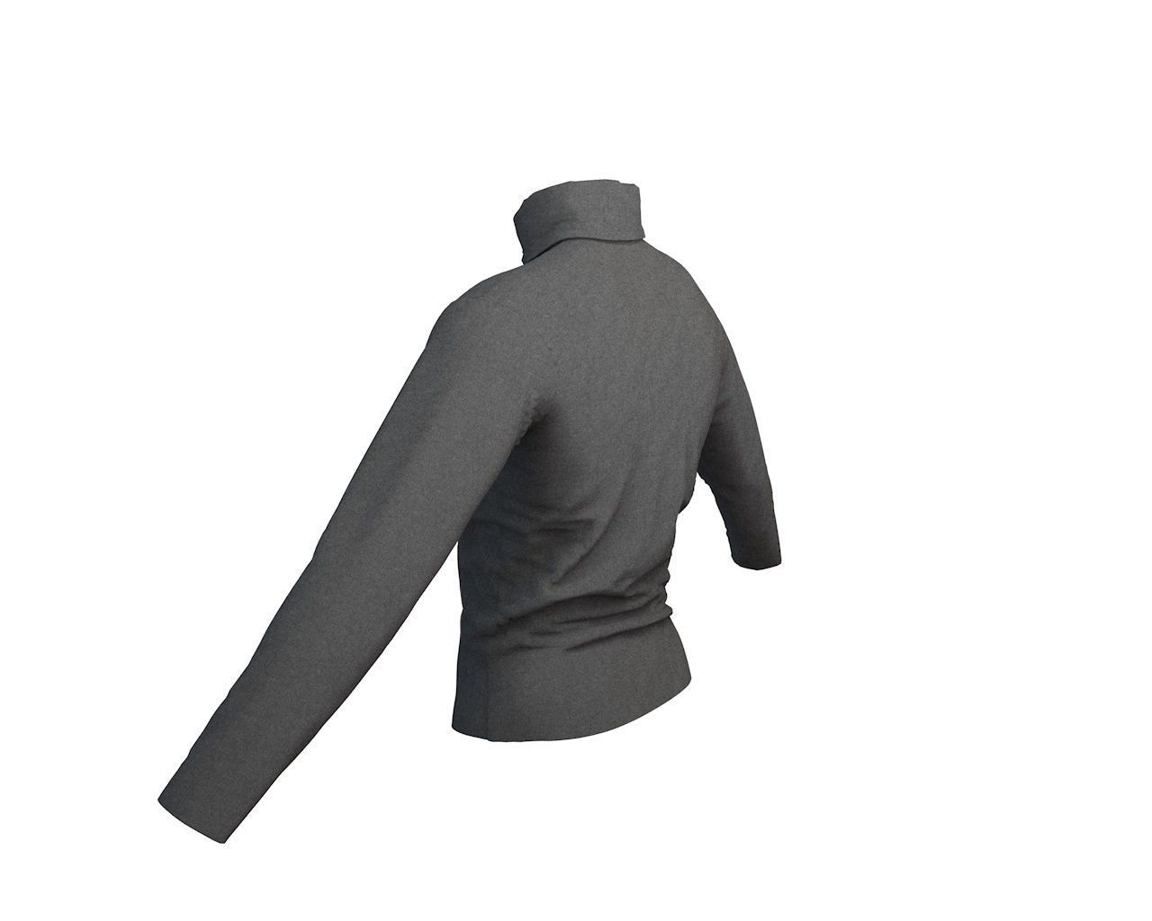 3 D Male Turtleneck Full SleeveT-Shirt Free 3D model_8