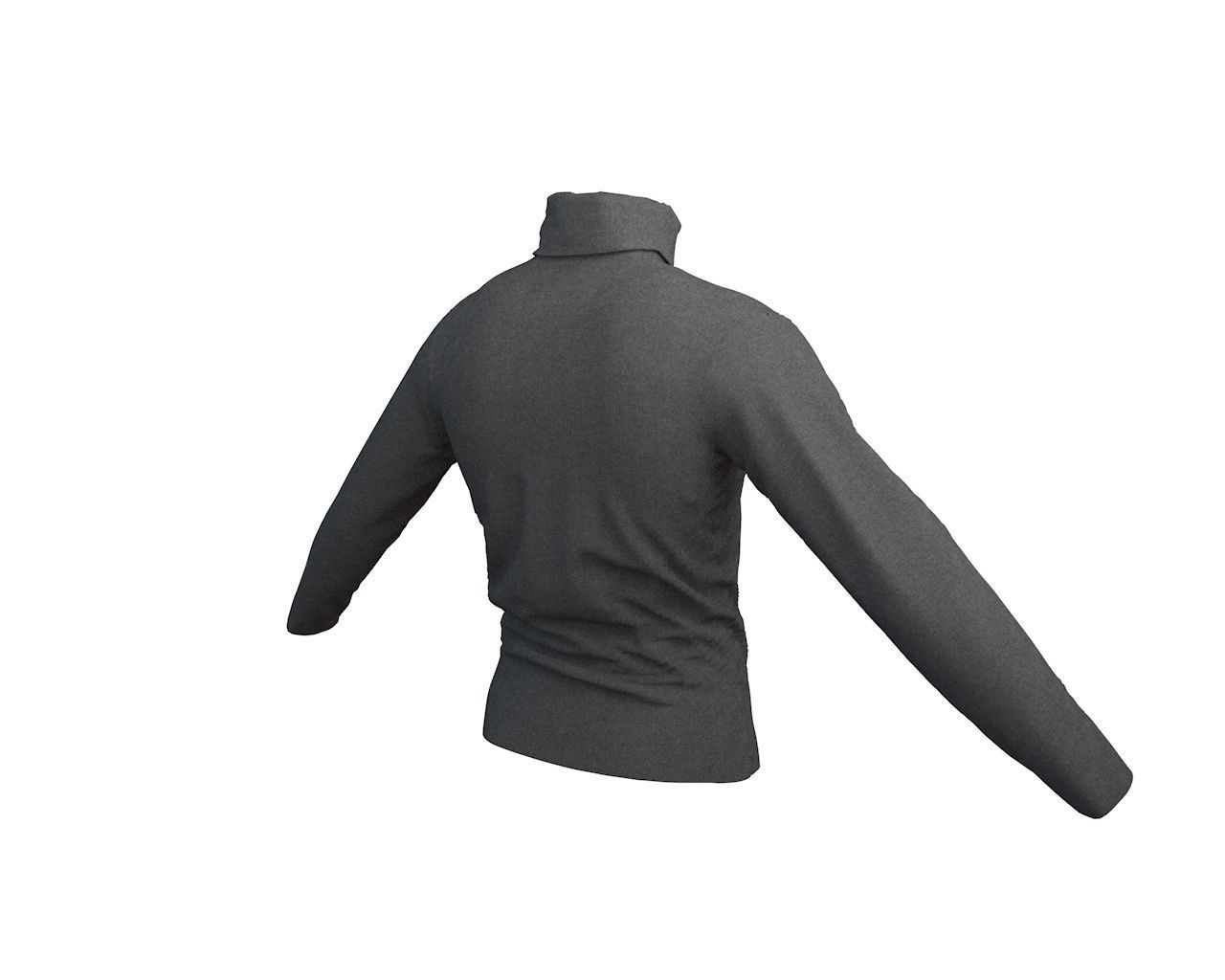 3 D Male Turtleneck Full SleeveT-Shirt Free 3D model_5