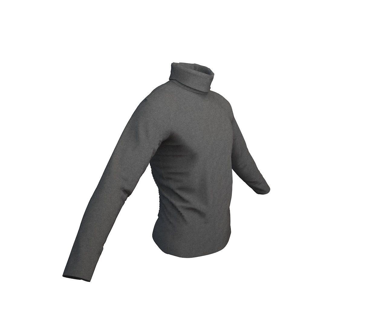 3 D Male Turtleneck Full SleeveT-Shirt Free 3D model_2