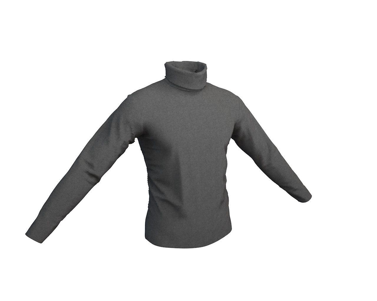 3 D Male Turtleneck Full SleeveT-Shirt Free 3D model_1