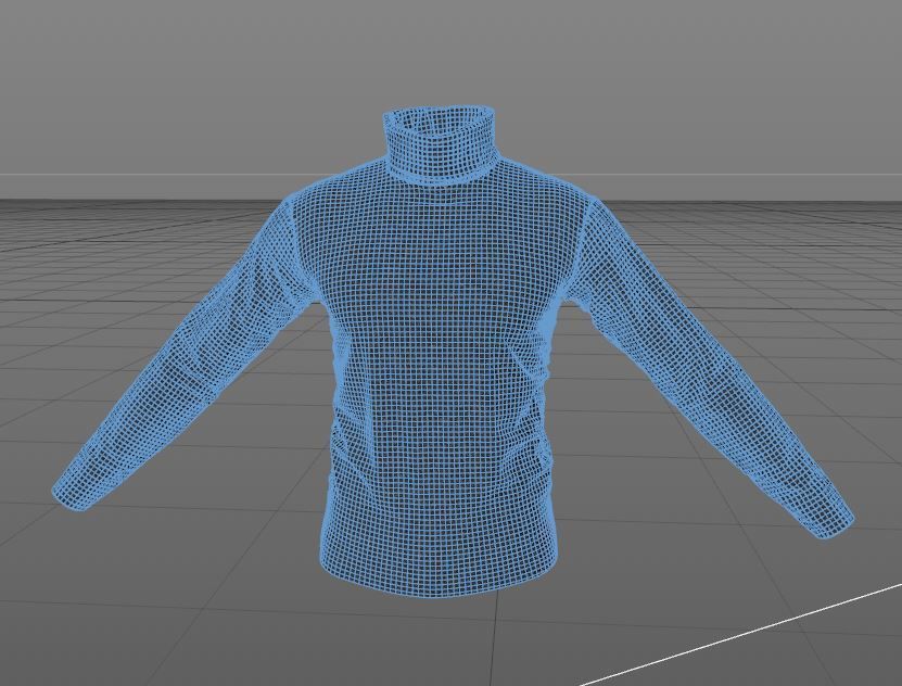 3 D Male Turtleneck Full SleeveT-Shirt Free 3D model_12