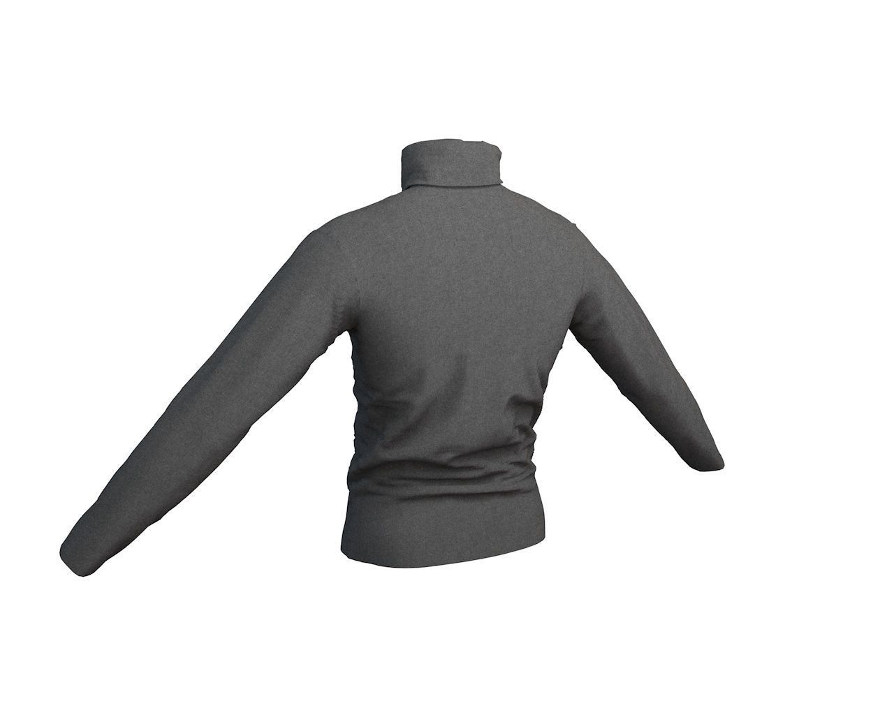 3 D Male Turtleneck Full SleeveT-Shirt Free 3D model_7