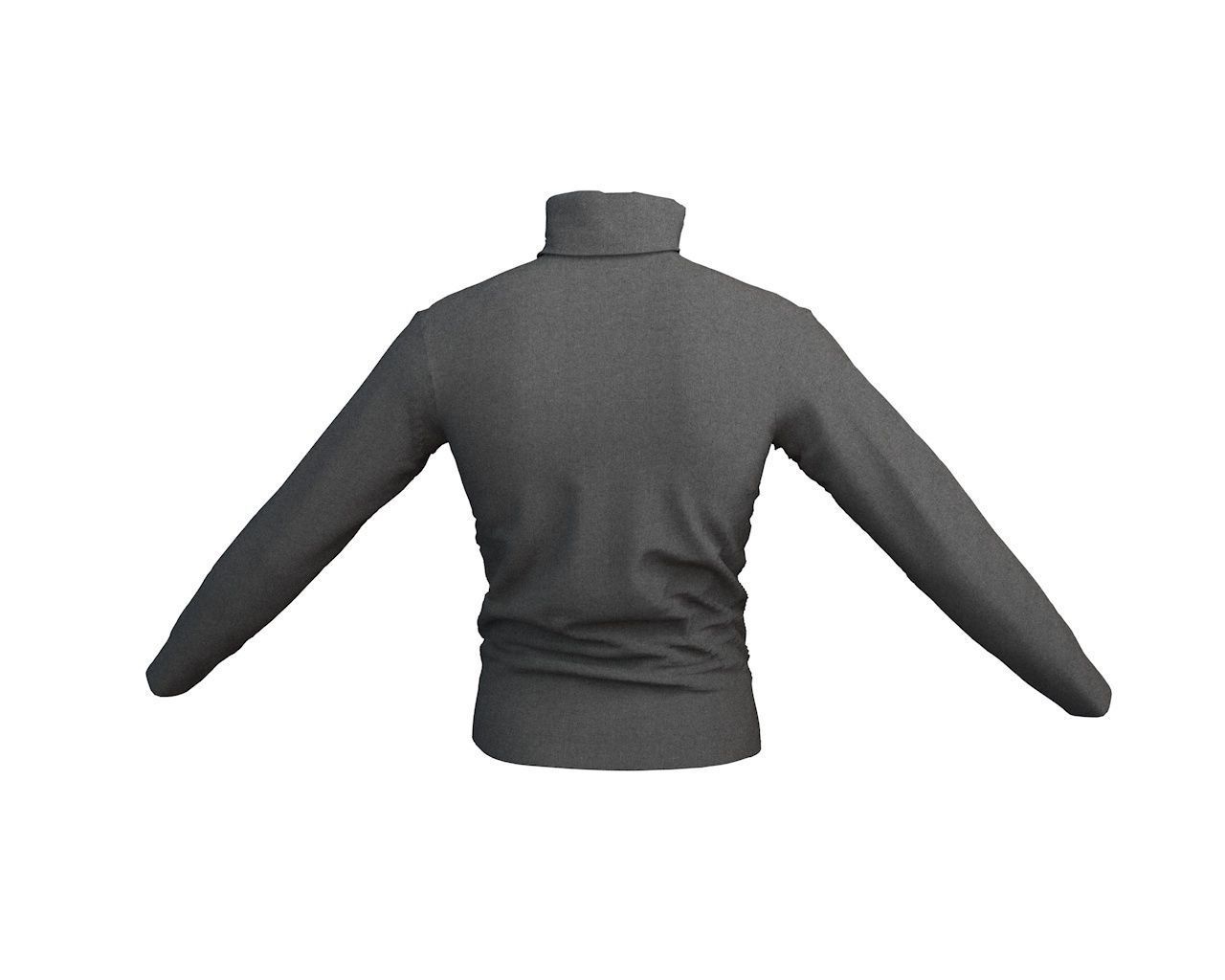 3 D Male Turtleneck Full SleeveT-Shirt Free 3D model_6
