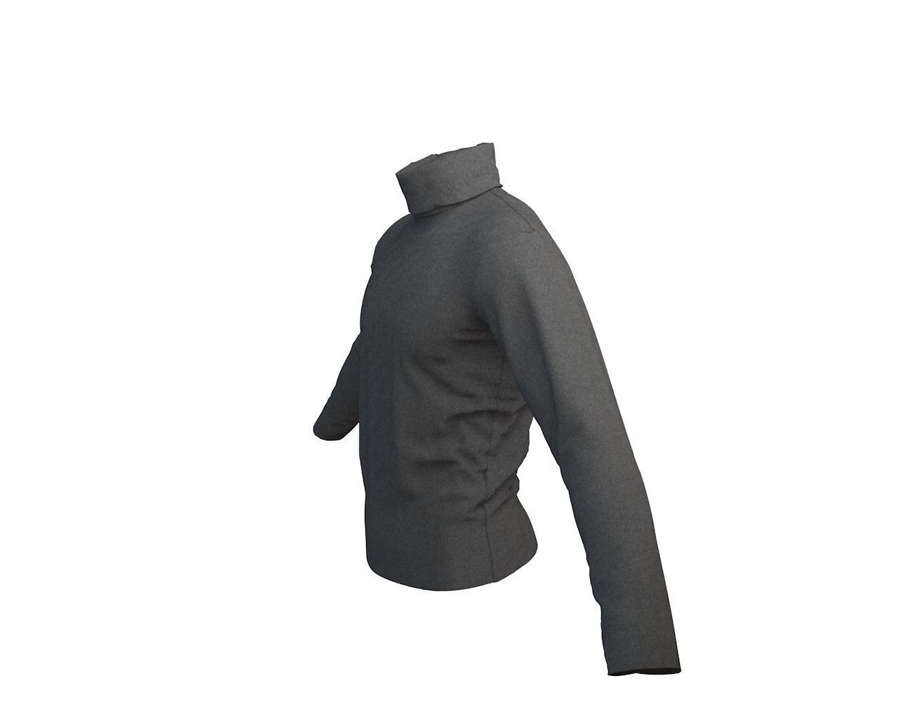 3 D Male Turtleneck Full SleeveT-Shirt Free 3D model_10