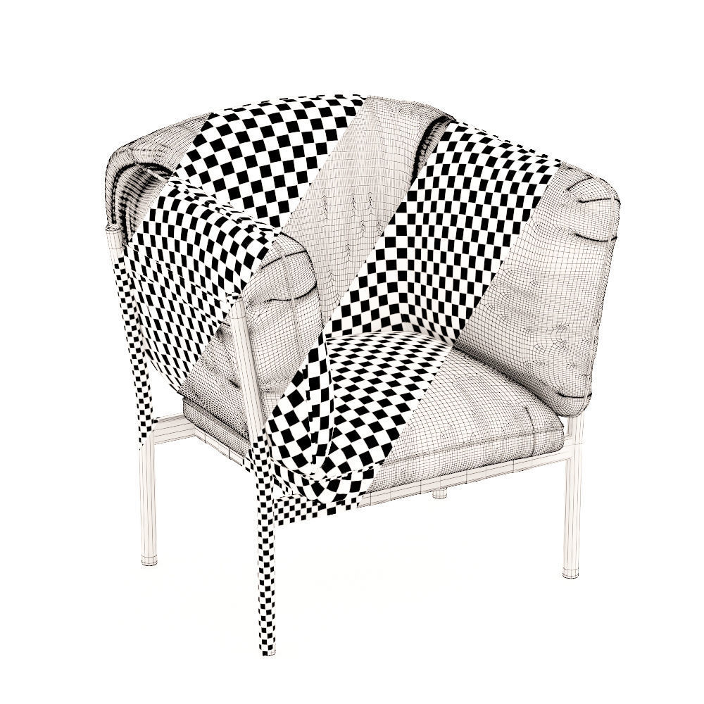 Ton Dowel Black Armchair 3D model_7