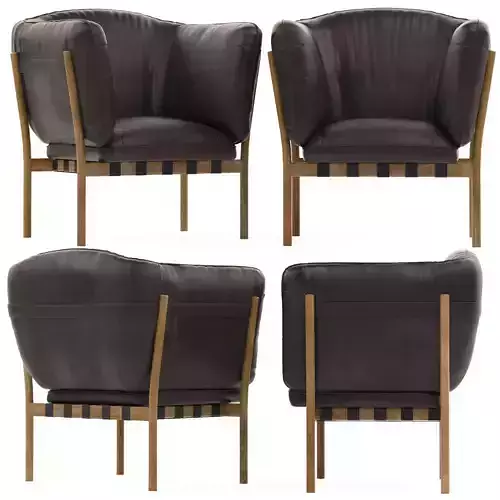 Ton Dowel Black Armchair 3D model