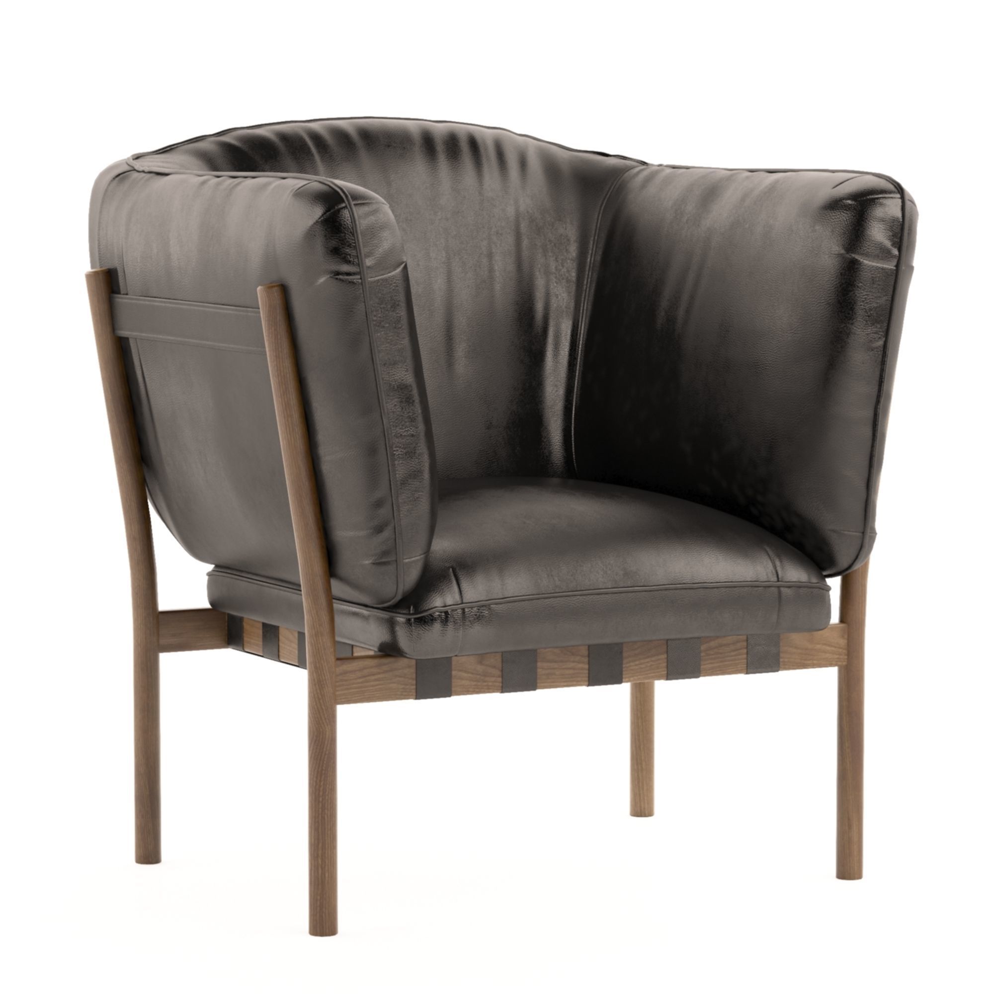 Ton Dowel Black Armchair 3D model_1