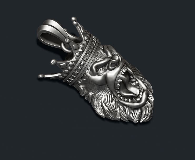 King Gorilla with crown pendant 3D print model_4