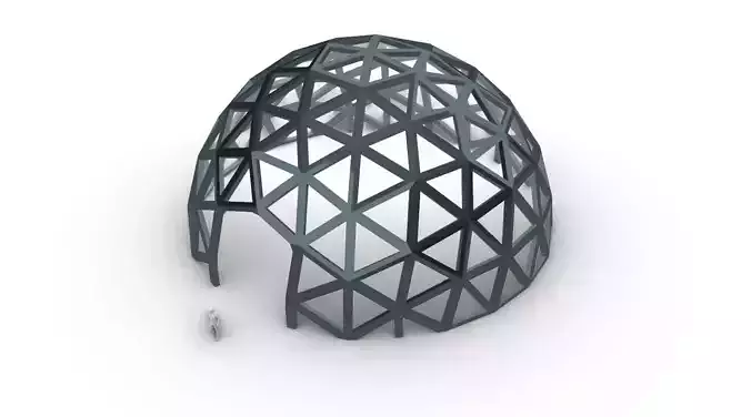 Geodesic Dome V2 Large with Frame and Panels and Entryway