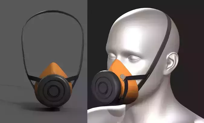 Gas mask protection futuristic technology fantasy  Low-poly 3D model