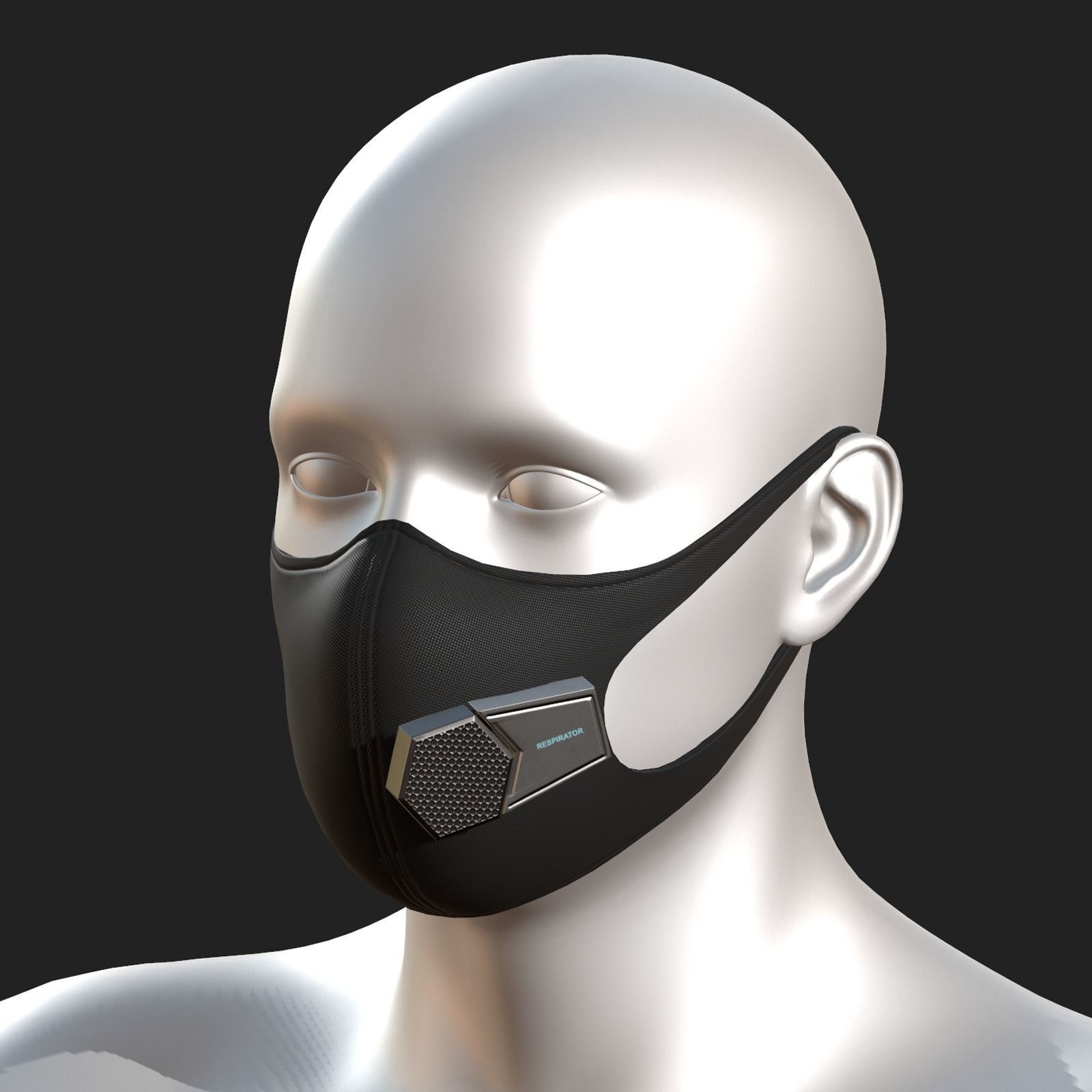 Gas mask fabric futuristic protection isolated Low-poly 3D model_4