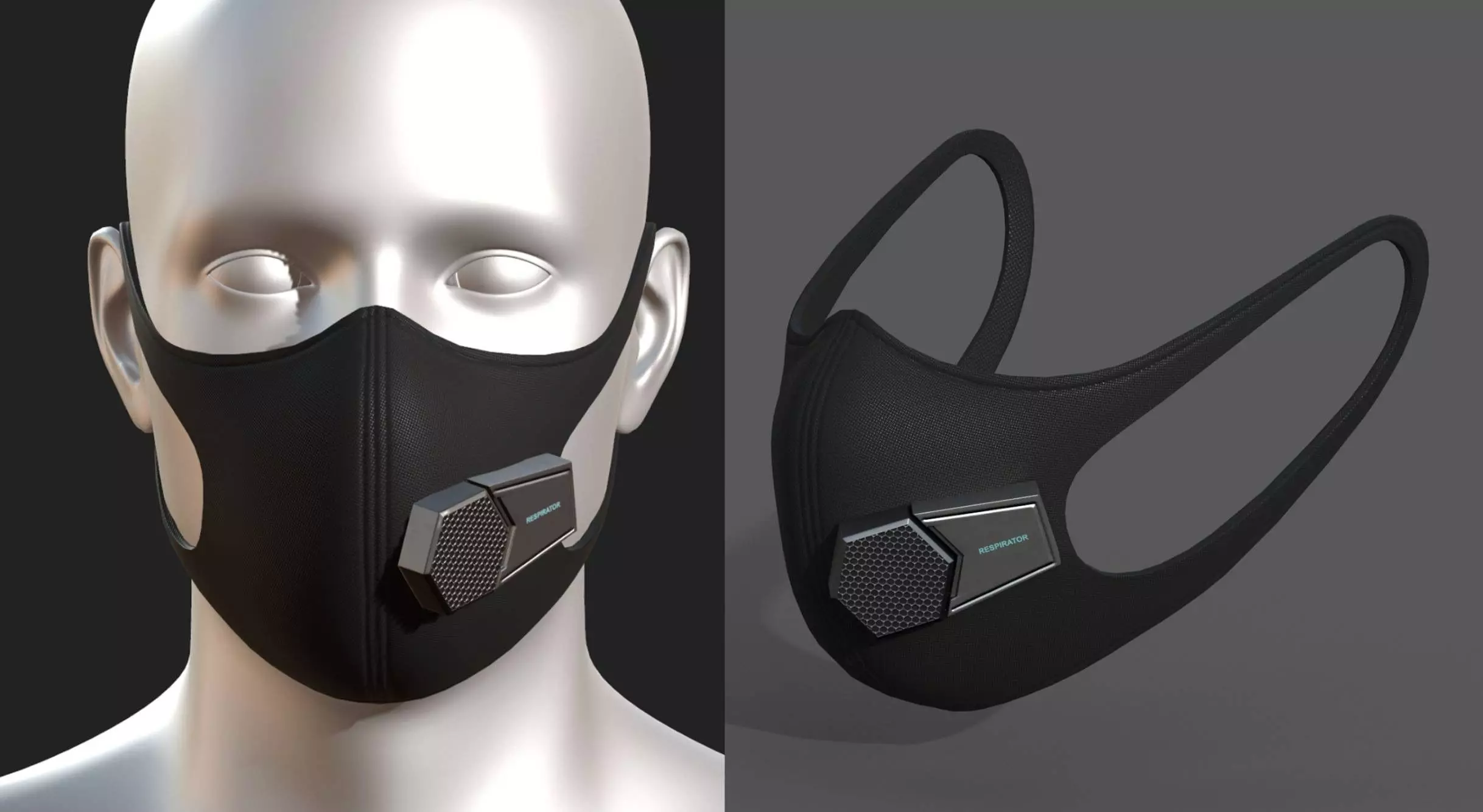 Gas mask fabric futuristic protection isolated Low-poly 3D model_0