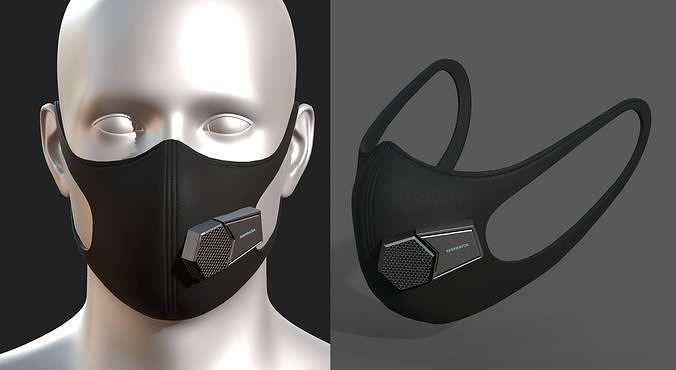 Gas mask fabric futuristic protection isolated  Low-poly 3D model