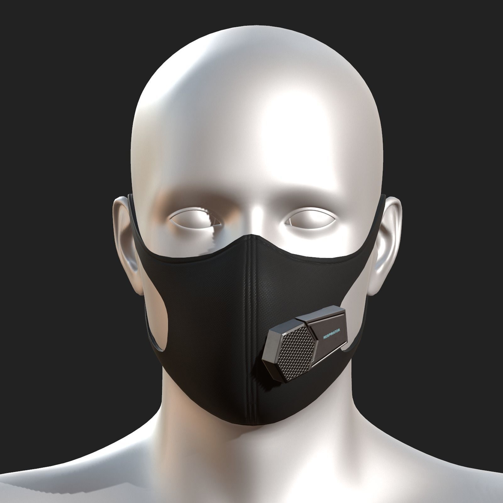Gas mask fabric futuristic protection isolated Low-poly 3D model_3