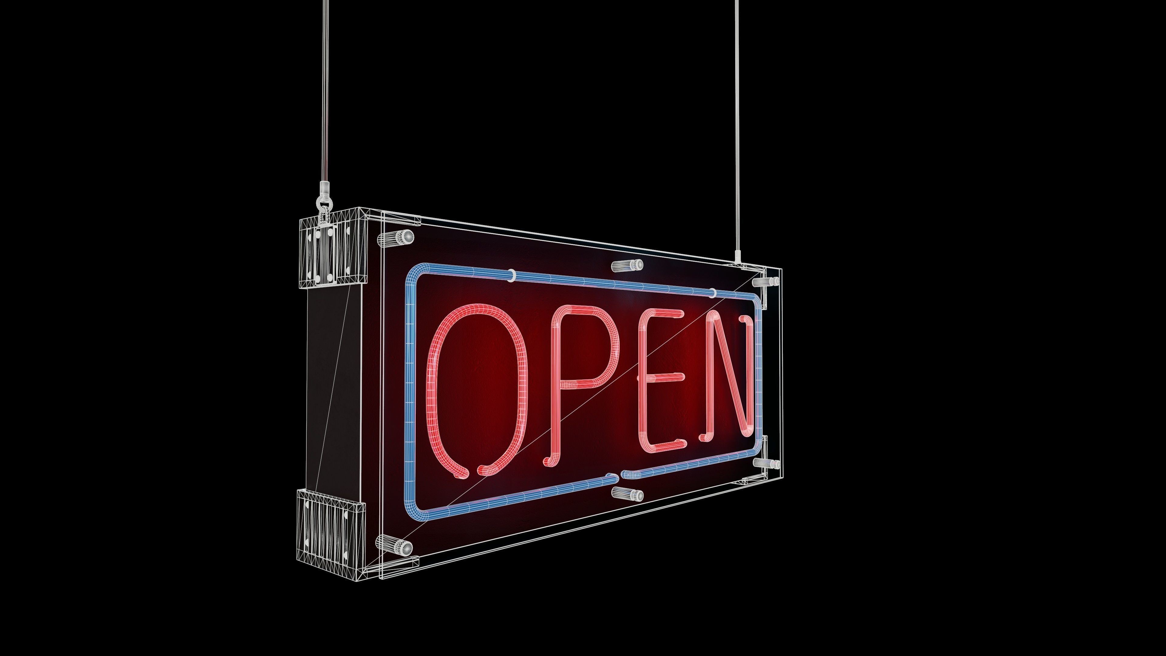 Open Sign Low-poly 3D model_4